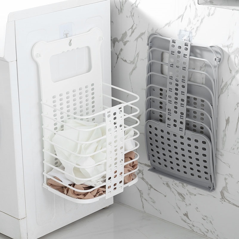 Bath basket folding storage basket elegant bathroom change storage box portable washing machine wall hanging laundry basket clothes basket