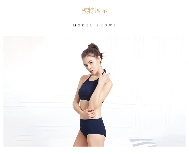 Ou Difen New Ladies Split Áo tắm Sexy Bandeau Halter Áo tắm XS8202 - Bộ đồ bơi hai mảnh bikini 2 mảnh màu hồng