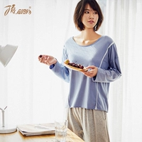 Top dưa dưa màu rắn đơn giản dịch vụ nhà ngọt ngào phù hợp với phiên bản Hàn Quốc lỏng lẻo có thể được mặc bên ngoài đồ ngủ phụ nữ mùa xuân và mùa thu hàng đầu bộ thể thao nam đẹp