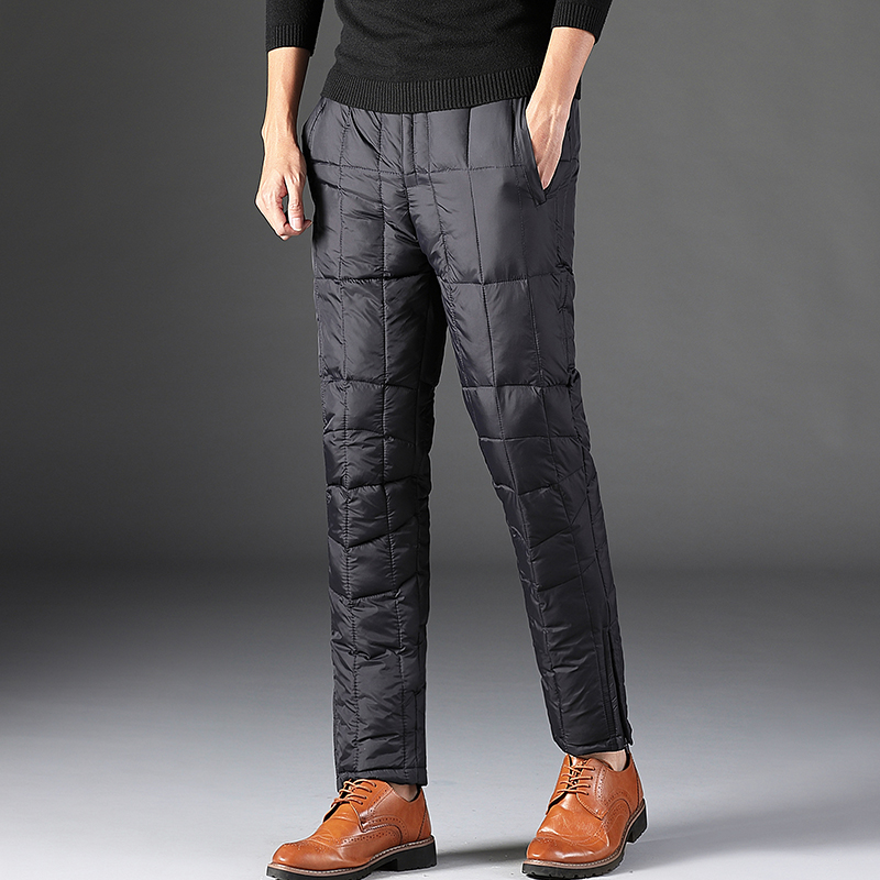 Middle Aged Down Pants Men Thickened Warm High Waist Inside And Outside Wearing Loose Duck Suede Liner Dad Big Code Cotton Pants Winter-Taobao
