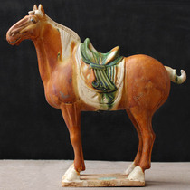  Tang Sancai ceramic horse ornaments Ceramic horse antique bristle horse decoration ornaments Business gifts Art collectibles