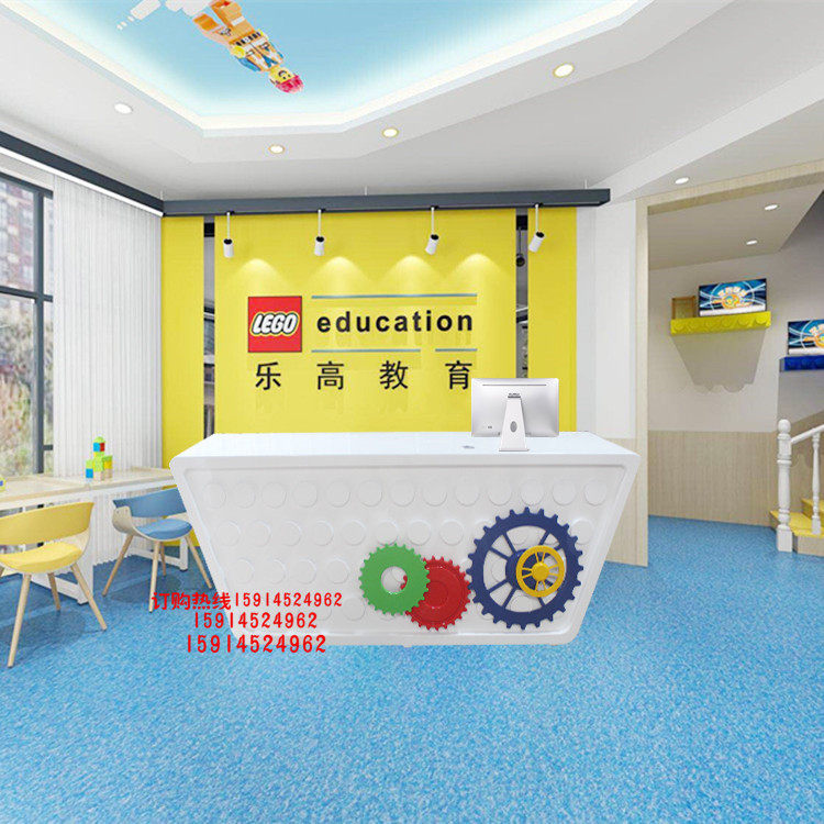 Bele Robot Lego Front Stage Lego Robot Reception Desk Building Block Modelling Bar Toy Store Collection Silver Counter Table