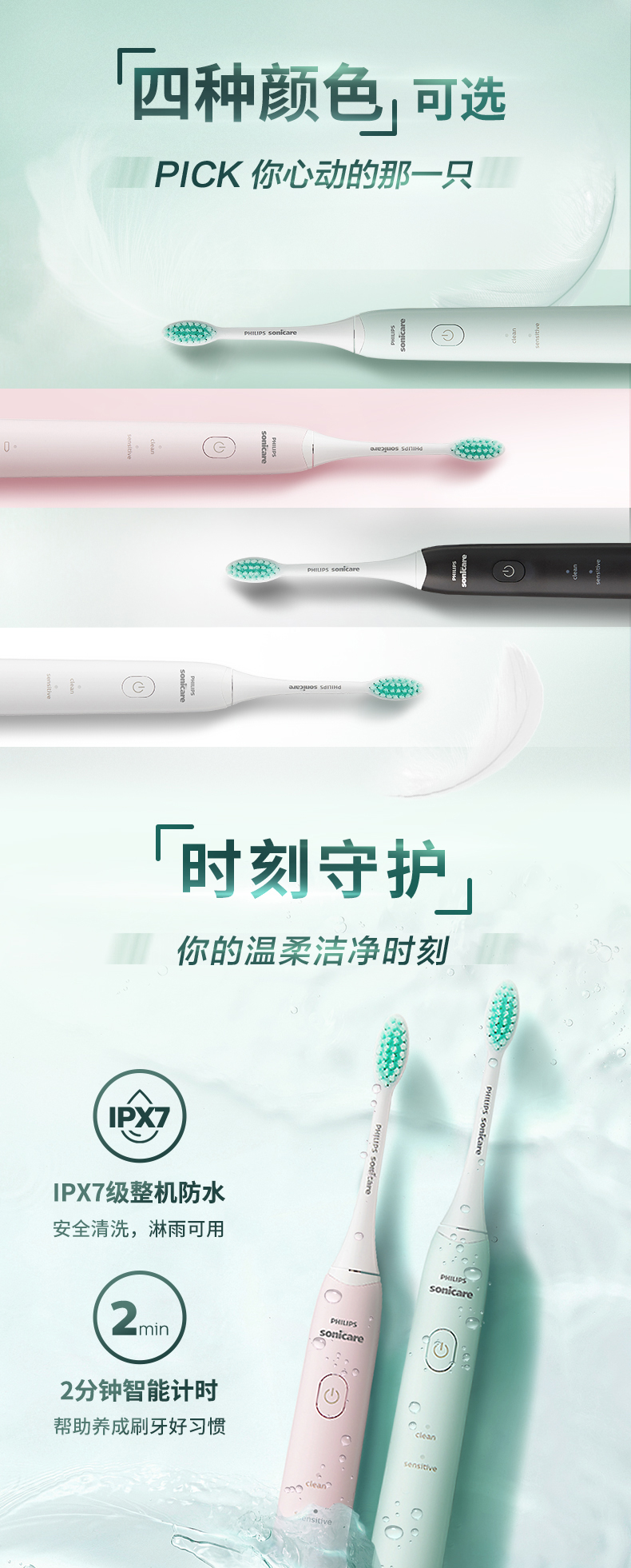 飞利浦 HX2421 小羽刷 充电式声波震动牙刷 图7