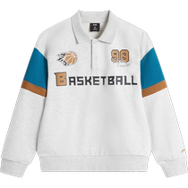 Li Ning childrens sweatshirts for boys and girls 2024 new basketball series pullover long-sleeved loose autumn childrens clothing