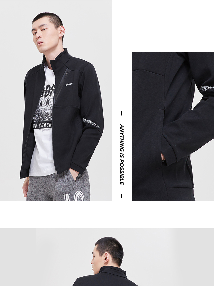 Li Ning Sweater nam 2019 Dòng đào tạo mới Áo khoác cổ đứng mùa xuân đan chạy thể thao giản dị - Thể thao lông cừu / jumper áo khoác hoodie nữ form rộng