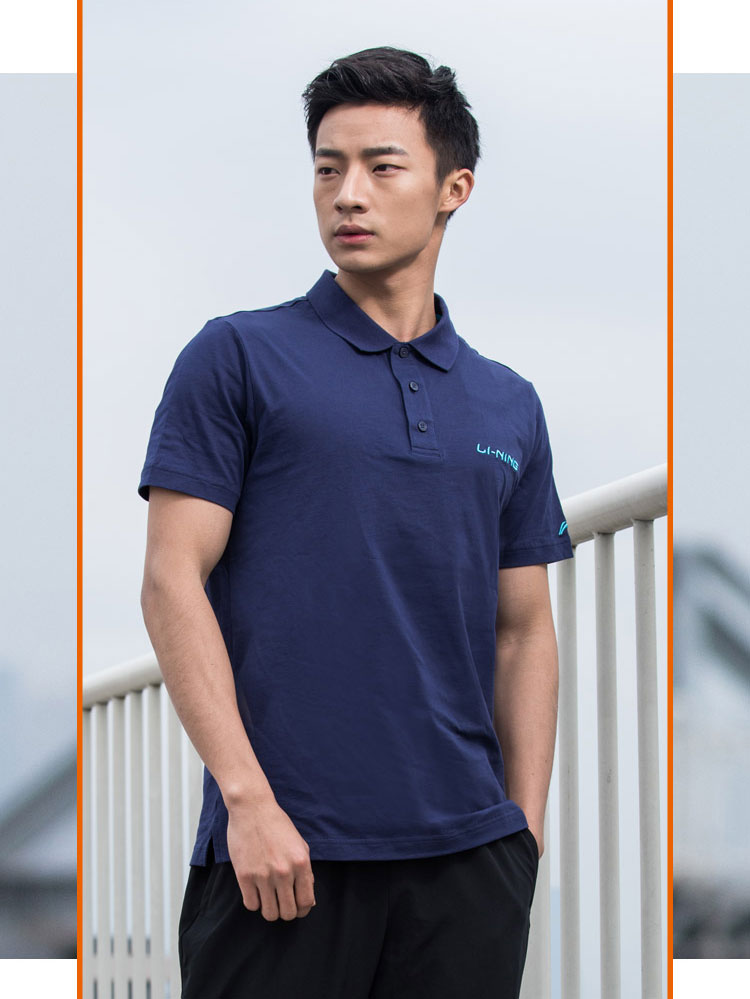 Li Ning ngắn tay áo polo của nam giới đào tạo hàng loạt độ ẩm hấp thụ bông ve áo ngắn thể thao mùa hè áo phông polo nữ