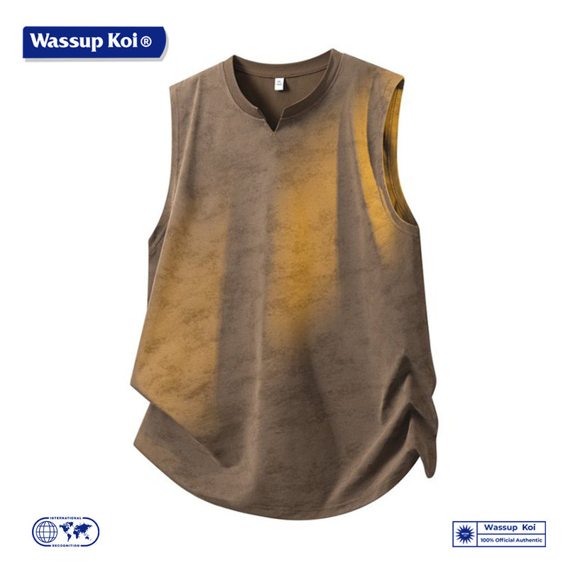 Wassup Koi Casual Retro Vest Men's Summer Thin Sports Loose Tie-Dye T-Shirt