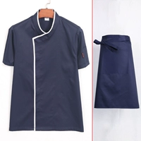 Синяя футболка, фартук, короткий рукав