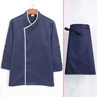 Синий лонгслив, фартук