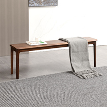 Black gold wood bench modern household all solid wood dining stool Nordic bedroom bed end stool 1 4 meters log shoe changing stool