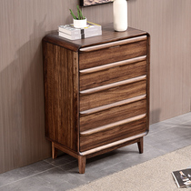 Black gold wood chest of drawers all solid wood chest of drawers modern minimalist drawer locker new Chinese style bedroom storage cabinet furniture