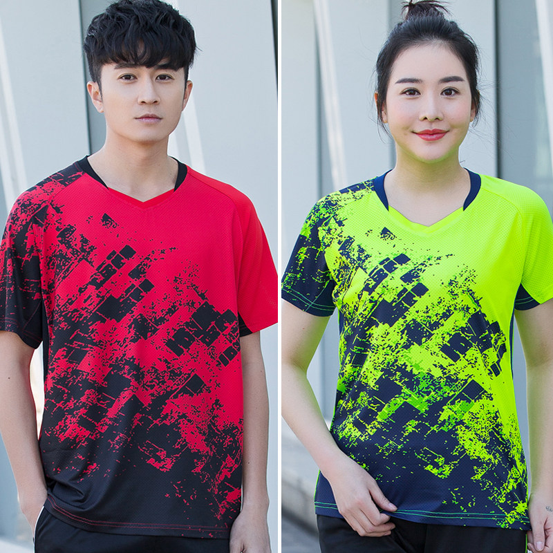 Quick-drying ball suit half sleeve badminton top Short sleeve men's and women's sports running fitness training jersey printing group purchase