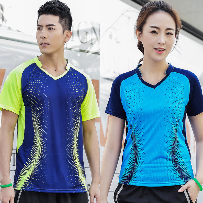 Quick-drying half-sleeve summer table tennis badminton top men's and women's sports short-sleeved air row tennis training suit customization