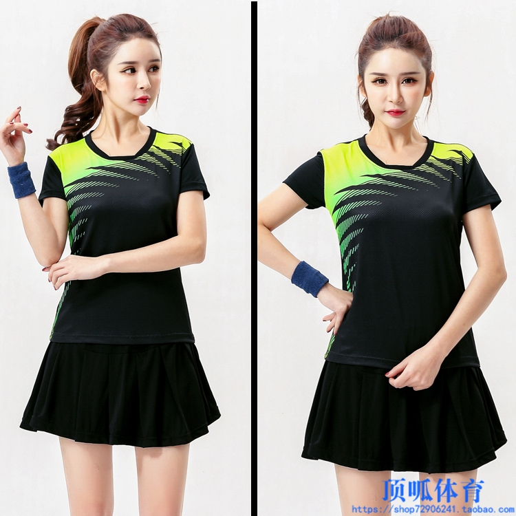 Mùa hè đích thực phần ngắn nhanh chóng làm khô bóng bàn cầu lông mặc áo sơ mi nam giới và phụ nữ đứng cổ áo thể thao ngắn tay T-Shirt nửa tay quần áo vot yonex