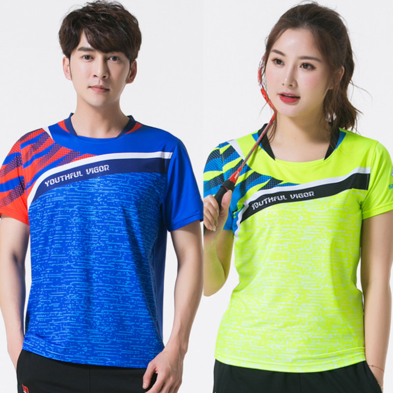 New quick-drying half-sleeve table tennis badminton jacket men's and women's short-sleeved T-shirt sports couple round neck training clothes