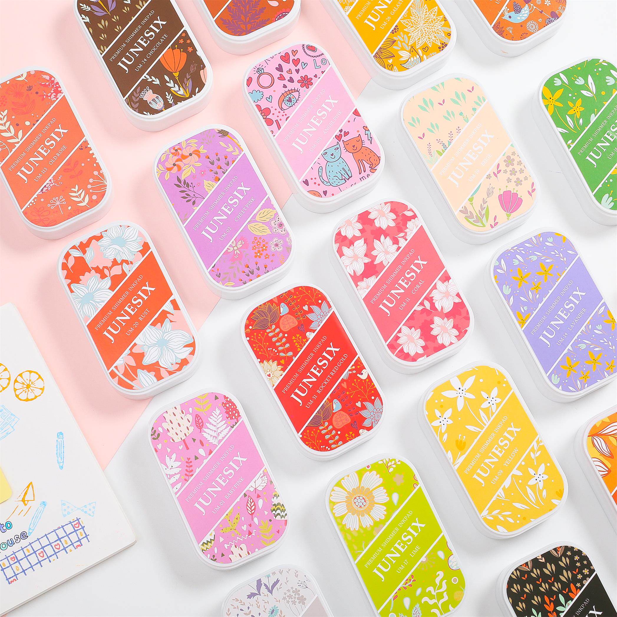 Domestic new rubber stamp pearlescent high value um metal color large monochrome printing pad 24 colors