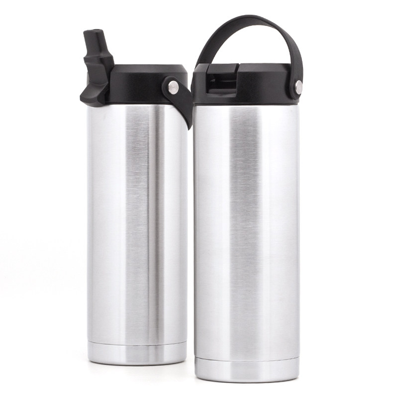 304 stainless steel straw kettle double-layer heat preservation and cold preservation fitness outdoor sports sealed water cup portable handle
