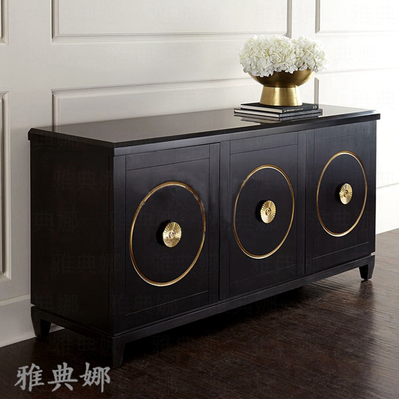 New Chinese style entrance cabinet hotel decoration cabinet high-end custom living room decoration cabinet entrance entrance cabinet solid wood sideboard