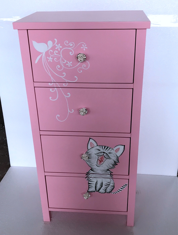 Modern fashion pink four-drawer cabinet Korean style painted pastoral girl pink storage cabinet multifunctional bedroom decoration cabinet