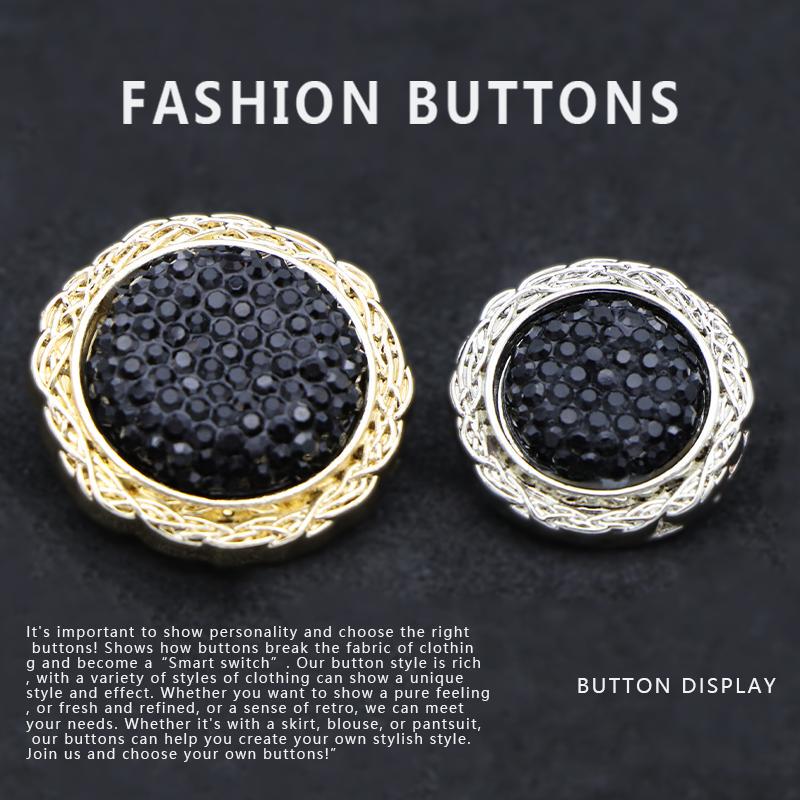 Metal Buttons, Round, Gold-Colored, Exquisite, High-End, Chanel-Style, for Coats, Trench Coats, Sweaters, Cardigans, Fashionable Clothing Buttons