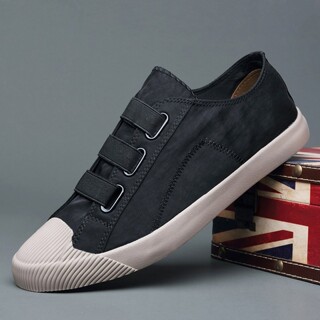 Spring Breathable Old Beijing Canvas Shoes for Men, Driving Soft-Soled Slip-On Lazy Shoes, Men's Casual Color-Block Sneakers