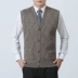 Đàn ông trung niên mới cộng với áo vest độn nhung Mùa thu và mùa đông đan áo len cổ chữ V áo len thu đông Dệt kim Vest
