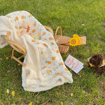 One object multipurpose ~ ultra soft and multi functional sheep lamb fluff blanket double sided thickened milk suede blanket can be when quilt cover