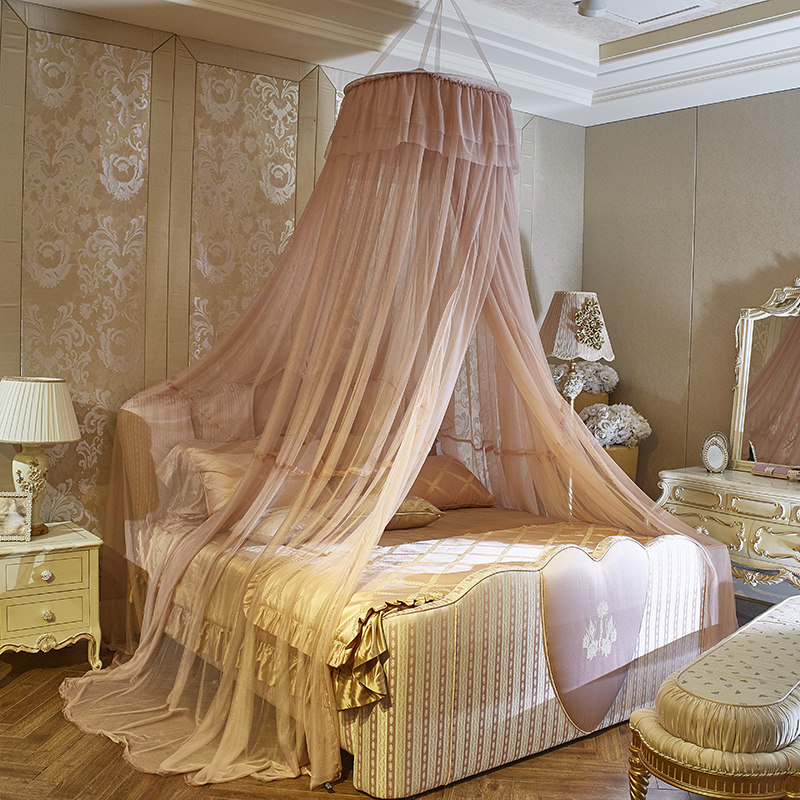 Hanging suspended ceiling ins mosquito net net red European princess wind free installation dome home bed yarn girl heart bed mantle