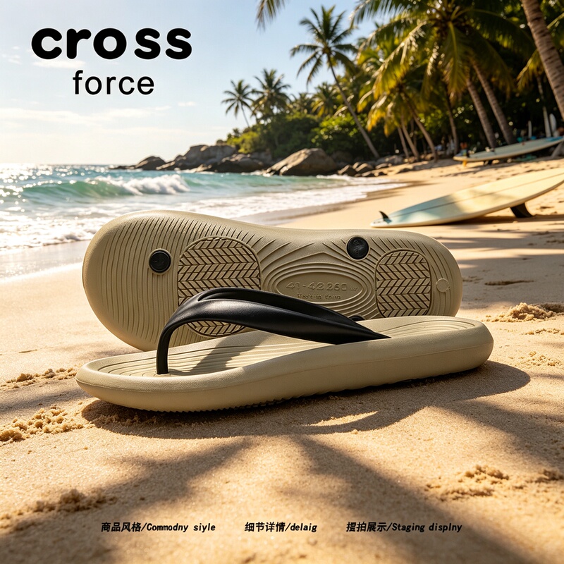 【Simple and Durable】Crossforce Summer Non-Slip Outdoor Flip-Flops for Men and Women, Beach Slippers for Playing in the Water at the Beach