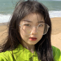 Small red book ins wind large frame transparent flat glasses irregular makeup large face thin myopia has a degree of female