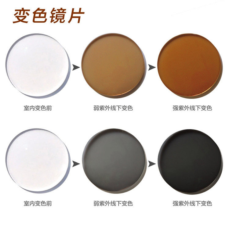 1 56 1 61 1 67 aspherical resin photochromic lenses color-changing gray color-changing tea ultra-thin and ultra-light myopia 2 pieces