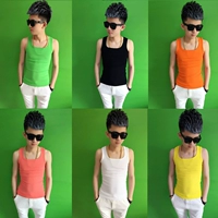 Áo vest tinh thần nam hội nhanh tay đỏ man phiên bản Hàn Quốc bó sát co giãn mùa hè cotton thoáng khí - Áo vest cotton bộ vest nam trung niên