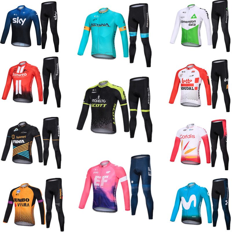The new Tour de France cycling clothing spring and autumn winter long-sleeved plus velvet men's and women's suits mountain road bike riding