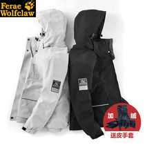 Wolf claw Bright assault jacket mens three-in-one detachable velvet padded two-piece female Tide brand waterproof mountaineering suit