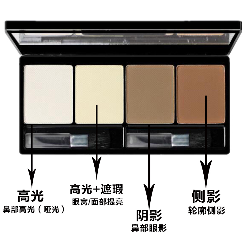 Xác thực bốn màu năng lực sửa chữa khuôn mặt bột bóng cao ánh sáng bóng mũi sửa chữa khuôn mặt bóng tối khuôn mặt sáng phấn bắt sáng mac