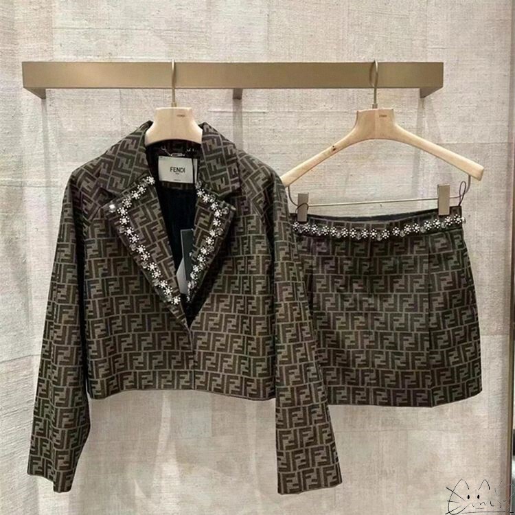 Fendi/Fendi New Classic Jacquard Color-Block Double Ff Letter Logo Rhinestone Jacket Women's Jacket Men's Suit Fendi/Fendi New Classic Jacquard Color-Block Double Ff Letter Logo Rhinestone Jacket Women's Jacket Men's Suit
