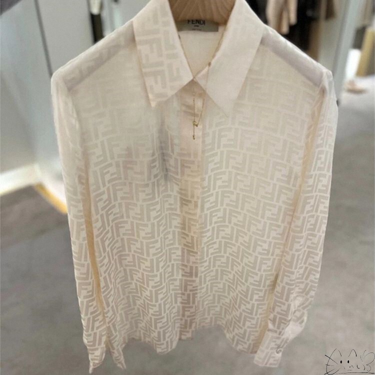 Fendi/Fendi New Jacquard Monogram Letter Logo Single-Breasted Silk Shirt for Women and Men