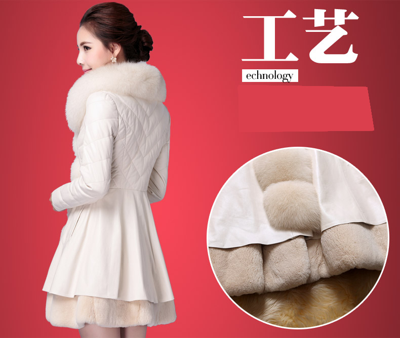 Mùa đông lông thú mới của phụ nữ da cỡ lớn Phiên bản Hàn Quốc của chiếc áo khoác nữ dài của cổ áo giả lông cáo Hained PU ao da