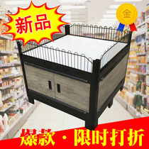Wood grain promotion station supermarket special price table display frame floor imitation wood grain 1038 thermal transfer iron storage cabinet