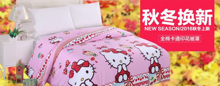 Mảnh duy nhất bông quilt cover hello kitty trẻ em phim hoạt hình quilt bông hello kitty kt công chúa duy nhất tùy chỉnh