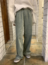 Xin Gang help 2021 new Korean version of autumn and winter niche retro thin wild high waist straight downlight core velvet pants women