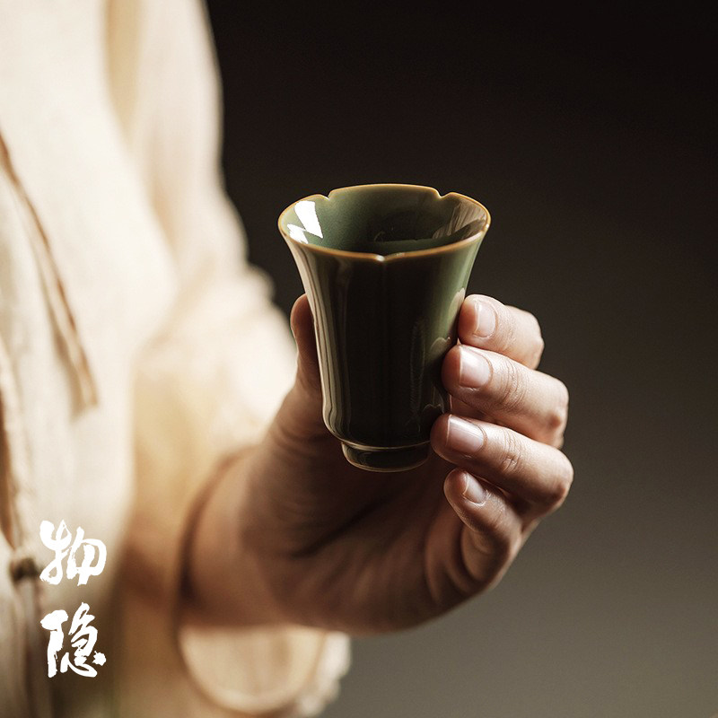 Figurine-Yue Kiln Mei Ziqing Master's Cup Flower Mouth Tea Cup Polyincense Cup Dragon Springs Green Porcelain Tasting Cups Ceramic Tea Tea-Taobao