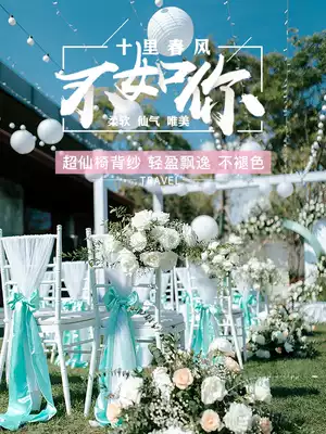 Gauze curtain Wedding chair back gauze Swiss gauze Wedding chair decoration white yarn bamboo chair fabric hanging ceiling Eugen gauze mesh yarn