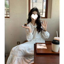 Long skirt 2022 new early spring style spring and autumn niche design heavy industry texture sense French white fairy dress