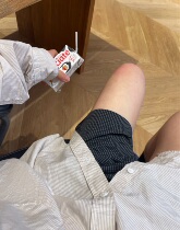 KC C Series Japanese Chic Ultra Lightweight High-end Black Label Unisex Elastic Waist Plaid Shorts