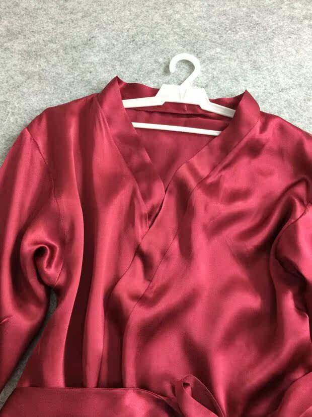 Imported hotel gowns robe wine red sexy silk