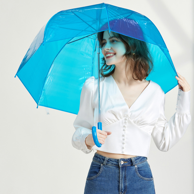 Birdcage Umbrella, Transparent Umbrella with Long Handle, Stylish Mushroom-Shaped Transparent Umbrella for Students