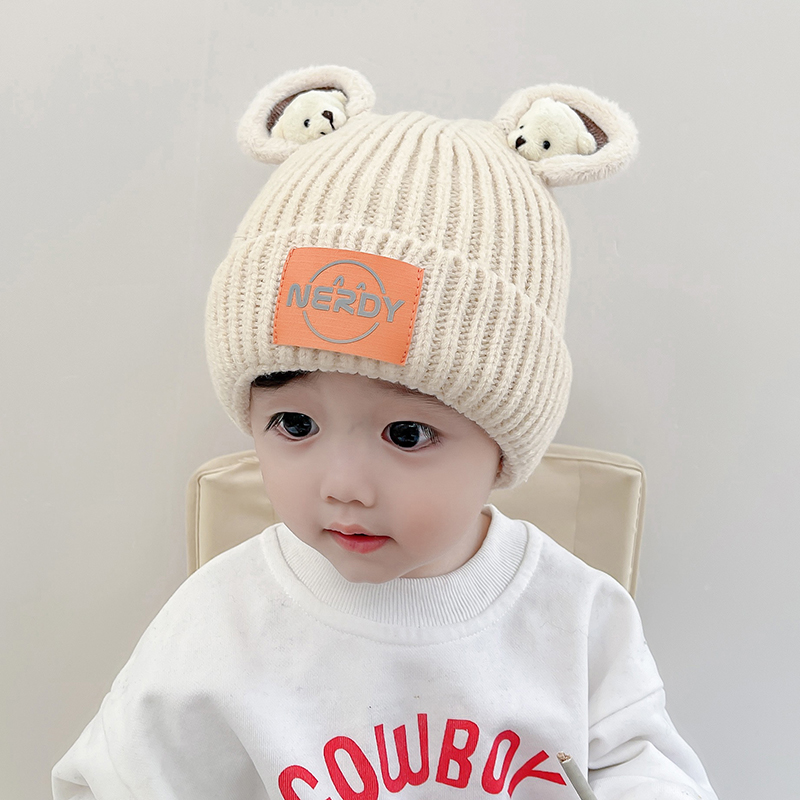 Baby Hat Autumn Winter Han Boy and Girl Boy Child Heating Knitting Hat Super Meng Cute Baby Hat