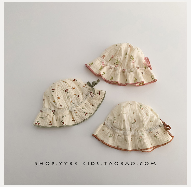 Осенняя шапка для раннего возраста для девочек, цветочный принт, защита от солнца 