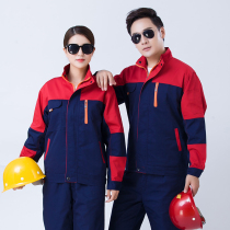 Long-sleeved spring and autumn new work clothes suit mens wear-resistant auto repair labor insurance clothes factory workshop workers custom tops